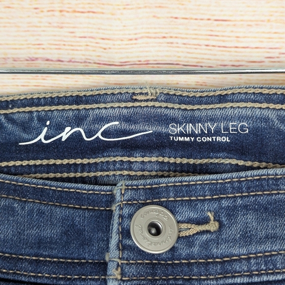 INC Women's Plus Size 18W Tummy Control Mid Rise Skinny Jeans Indigo Metallic - Picture 5 of 15